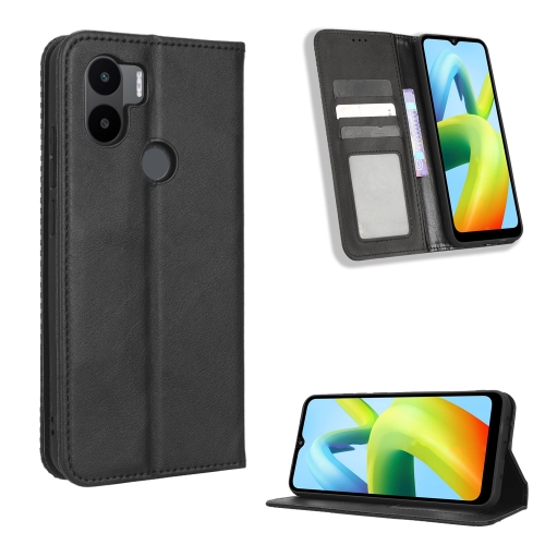 

For Xiaomi Redmi A2+ / A1+ Magnetic Buckle Retro Texture Leather Phone Case(Black)