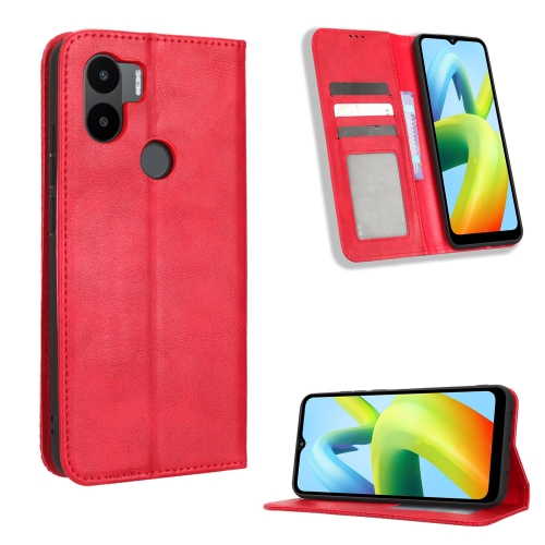 

For Xiaomi Redmi A2+ / A1+ Magnetic Buckle Retro Texture Leather Phone Case(Red)