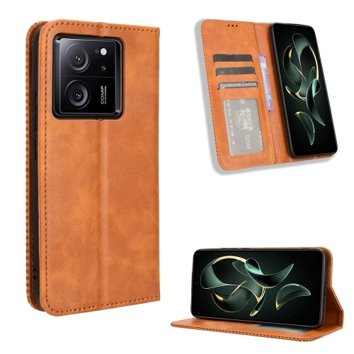 

For Xiaomi Redmi K60 Ultra Magnetic Buckle Retro Texture Leather Phone Case(Brown)