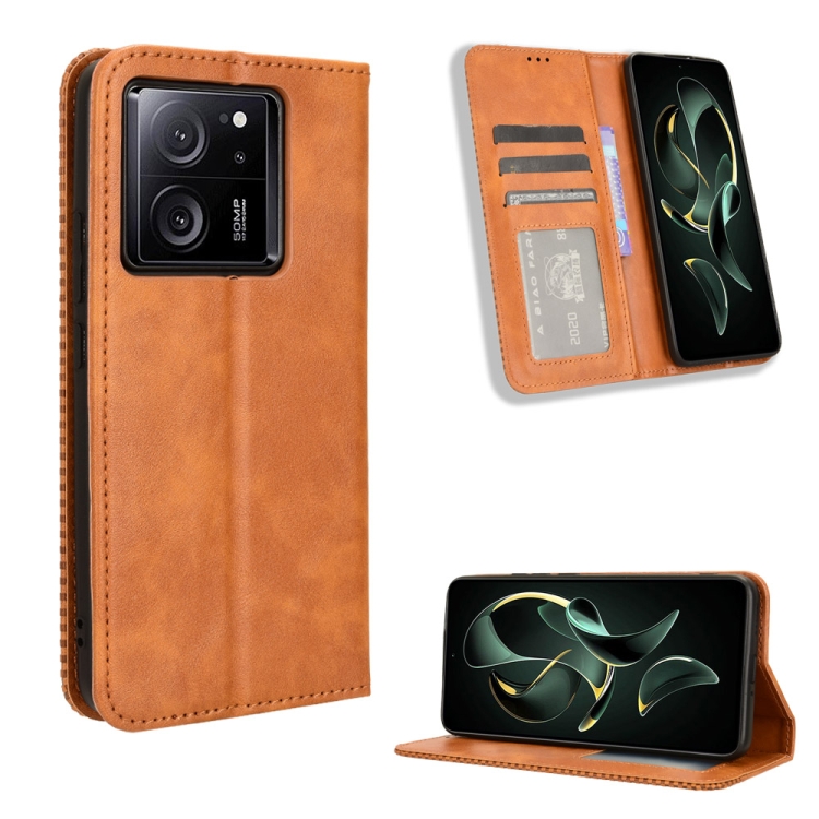 

For Xiaomi Redmi K60 Ultra Magnetic Buckle Retro Texture Leather Phone Case(Brown)