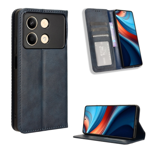 

For Xiaomi Poco X6 Neo 5G Magnetic Buckle Retro Texture Leather Phone Case(Blue)