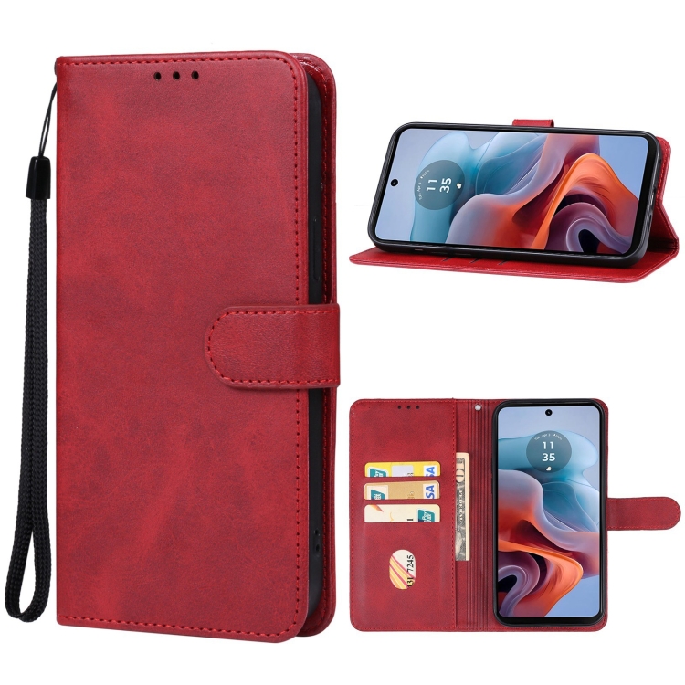 

For Motorola Moto G34 Leather Phone Case(Red)