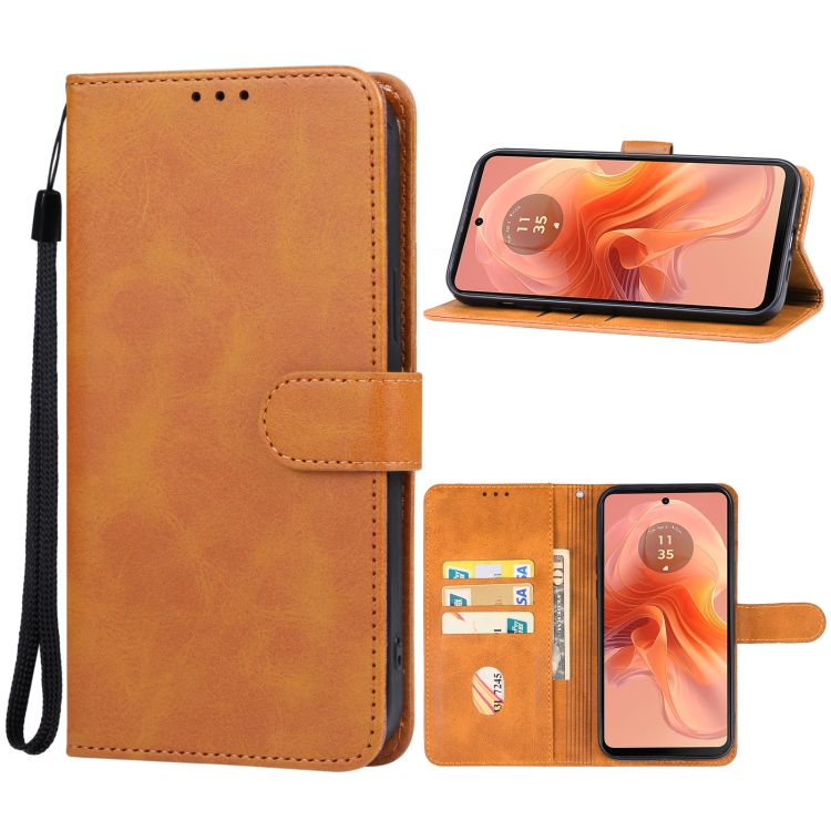 

For Motorola Moto G04 Leather Phone Case(Brown)