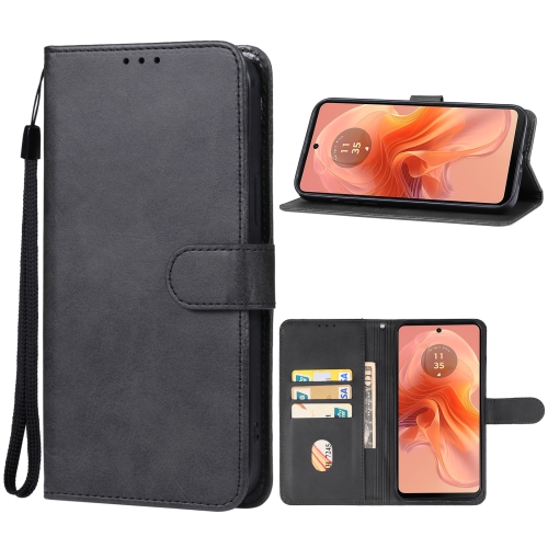 

For Motorola Moto G04 Leather Phone Case(Black)