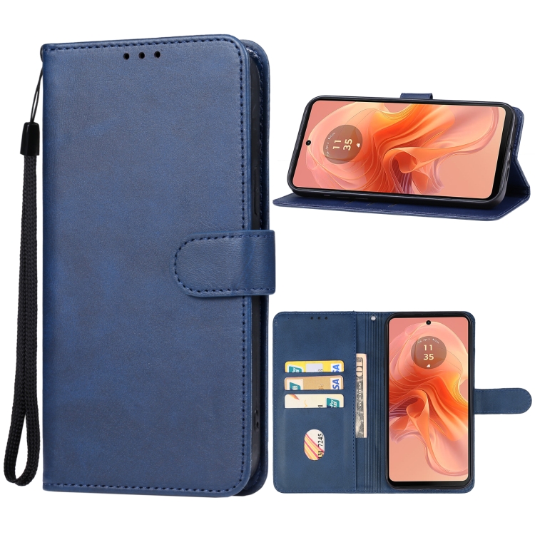 

For Motorola Moto G04 Leather Phone Case(Blue)