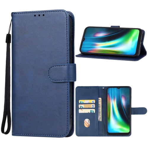 

For Motorola Moto G9 Leather Phone Case(Blue)