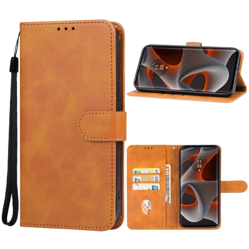 

For Motorola Edge 50 Pro Leather Phone Case(Brown)
