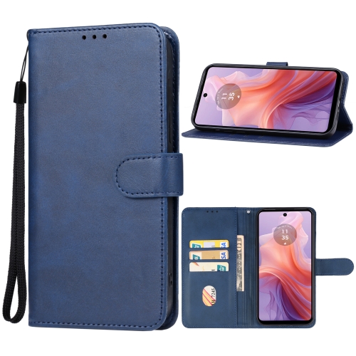 

For Motorola Moto E14 Leather Phone Case(Blue)