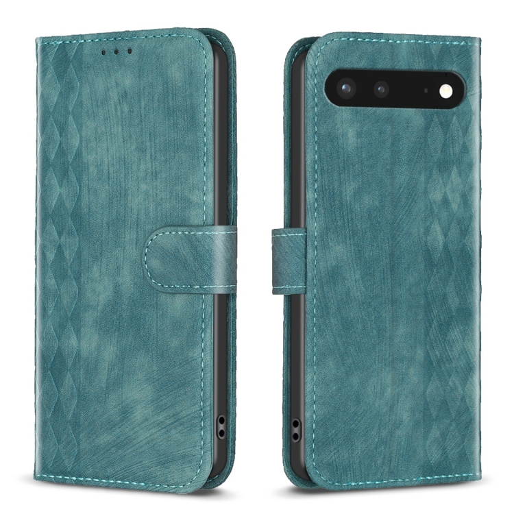 

For Google Pixel 7 Plaid Embossed Leather Phone Case(Green)