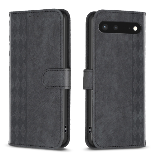 

For Google Pixel 7 Plaid Embossed Leather Phone Case(Black)