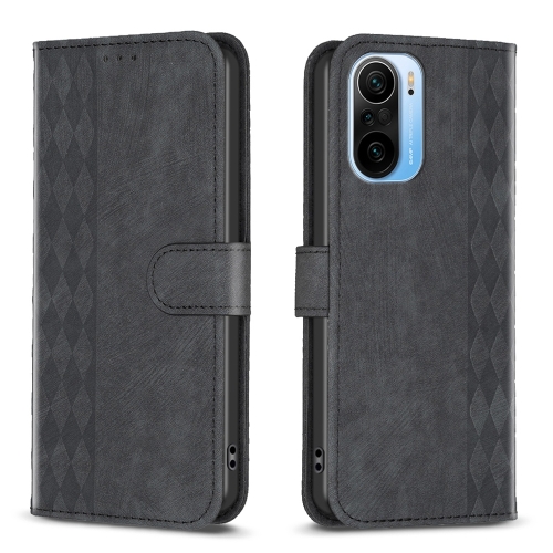 

For Xiaomi 11i / Redmi K40 Plaid Embossed Leather Phone Case(Black)