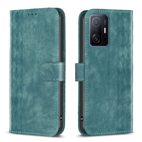 

For Xiaomi 11T / 11T Pro Plaid Embossed Leather Phone Case(Green)