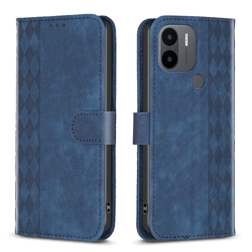 

For Xiaomi Redmi A1 / A1+ Plaid Embossed Leather Phone Case(Blue)