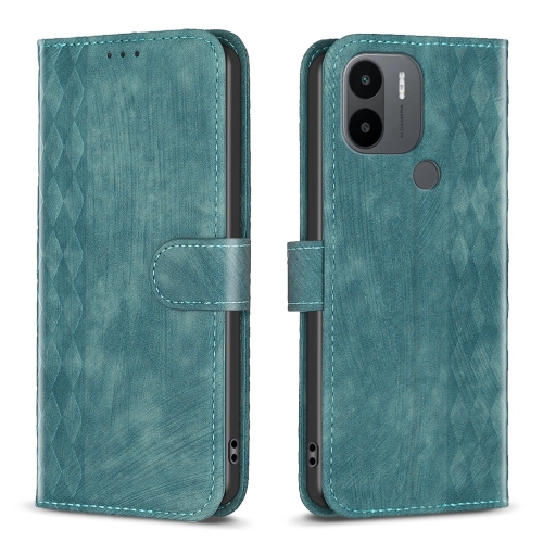 

For Xiaomi Redmi A1 / A1+ Plaid Embossed Leather Phone Case(Green)