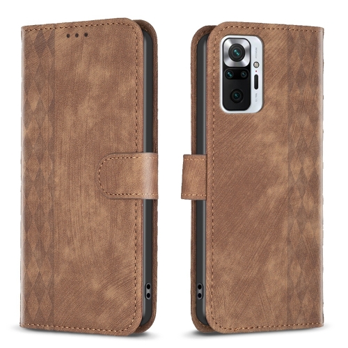 

For Xiaomi Redmi Note 10 Pro Plaid Embossed Leather Phone Case(Brown)