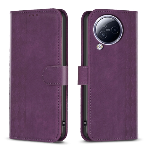 

For Xiaomi Civi 3 5G Plaid Embossed Leather Phone Case(Purple)