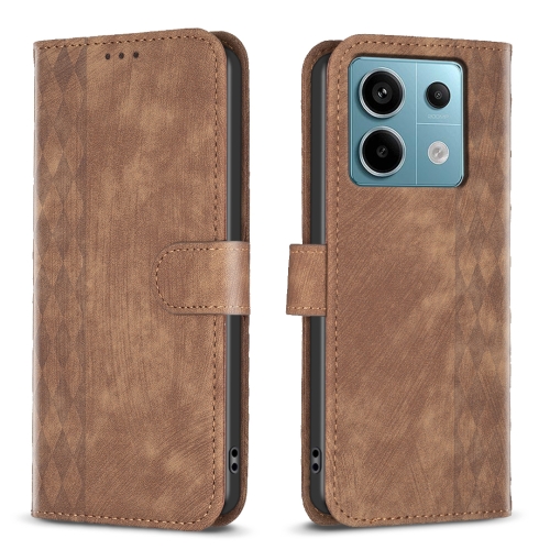 For Xiaomi Redmi Note 13 Pro Plaid Embossed Leather Phone Case(Brown)
