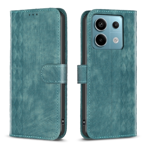 

For Xiaomi Redmi Note 13 Pro 5G Plaid Embossed Leather Phone Case(Green)