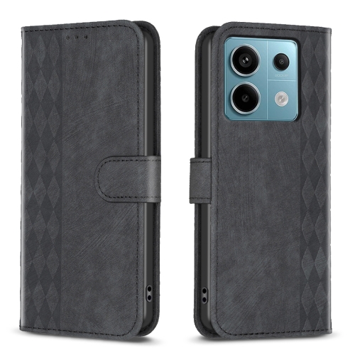 

For Xiaomi Redmi Note 13 Pro 5G Plaid Embossed Leather Phone Case(Black)