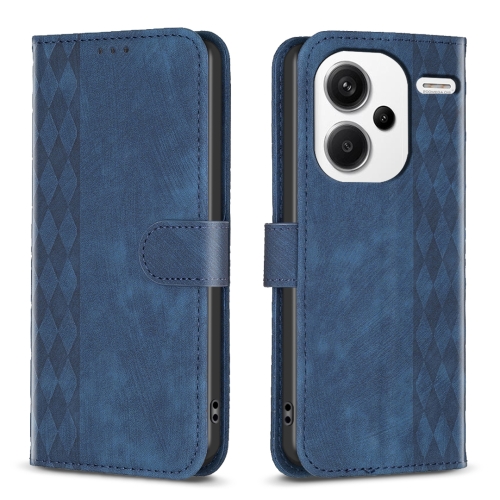 

For Xiaomi Redmi Note 13 Pro+ 5G Plaid Embossed Leather Phone Case(Blue)