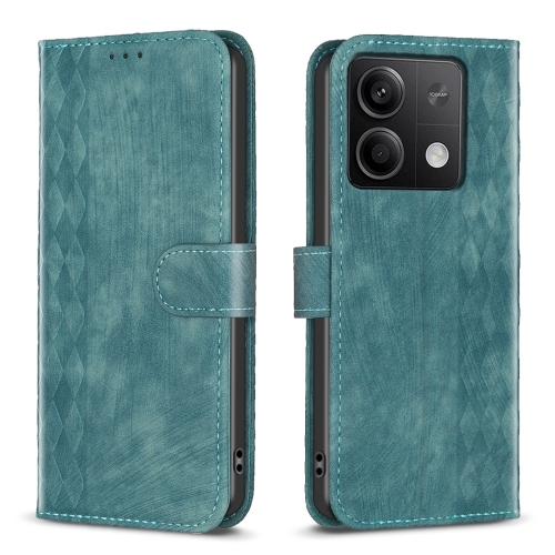 

For Xiaomi Redmi Note 13 Plaid Embossed Leather Phone Case(Green)