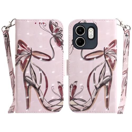 

For Infinix Hot 50i / Smart 9 3D Colored Horizontal Flip Leather Phone Case(Butterfly High-heeled)