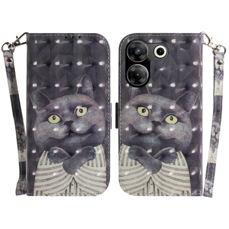 

For Tecno Camon 20 Pro 5G 3D Colored Horizontal Flip Leather Phone Case(Hug Cat)
