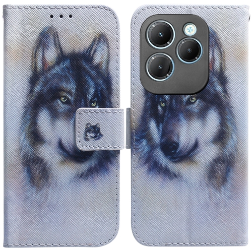 

For Infinix Hot 40 / 40 Pro Coloured Drawing Flip Leather Phone Case(White Wolf)