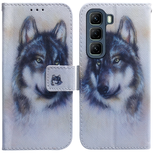 

For Infinix Hot 50 4G Coloured Drawing Flip Leather Phone Case(White Wolf)