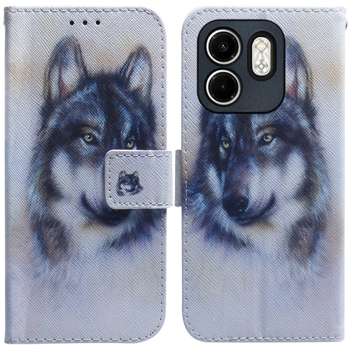 

For Infinix Hot 50i / Smart 9 Coloured Drawing Flip Leather Phone Case(White Wolf)