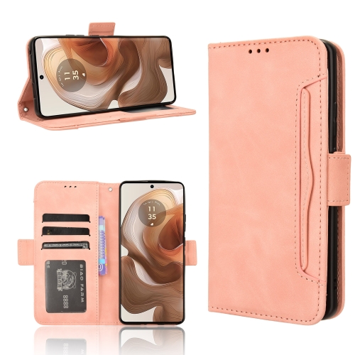 

For Motorola Edge 50 Ultra / Moto X50 Ultra Skin Feel Calf Texture Card Slots Leather Phone Case(Pink)