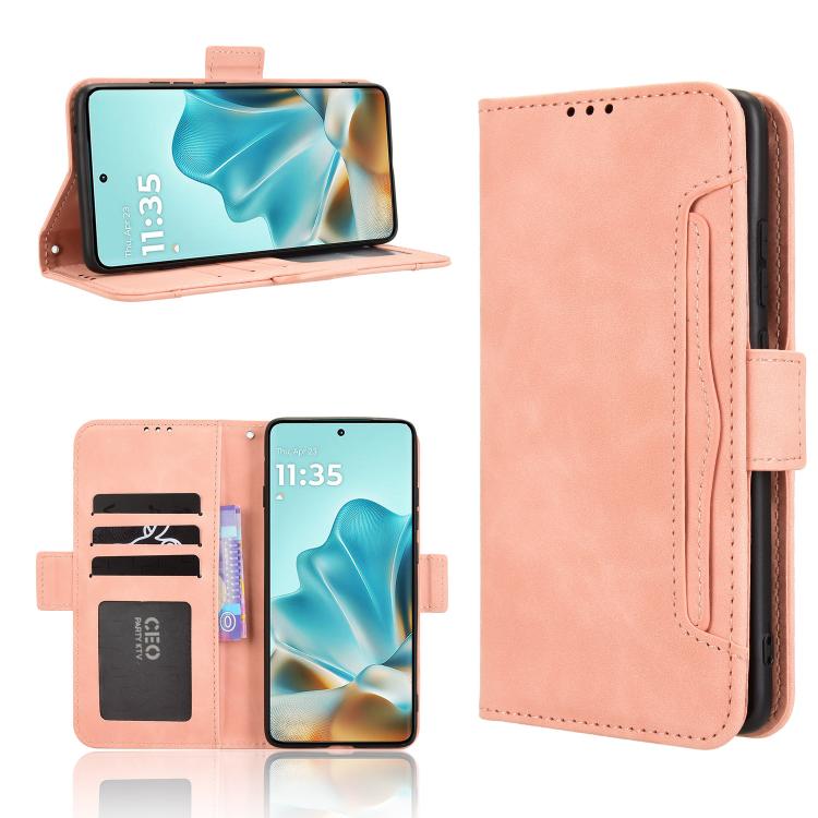 

For Motorola Edge 60 Fusion Skin Feel Calf Texture Card Slots Leather Phone Case(Pink)