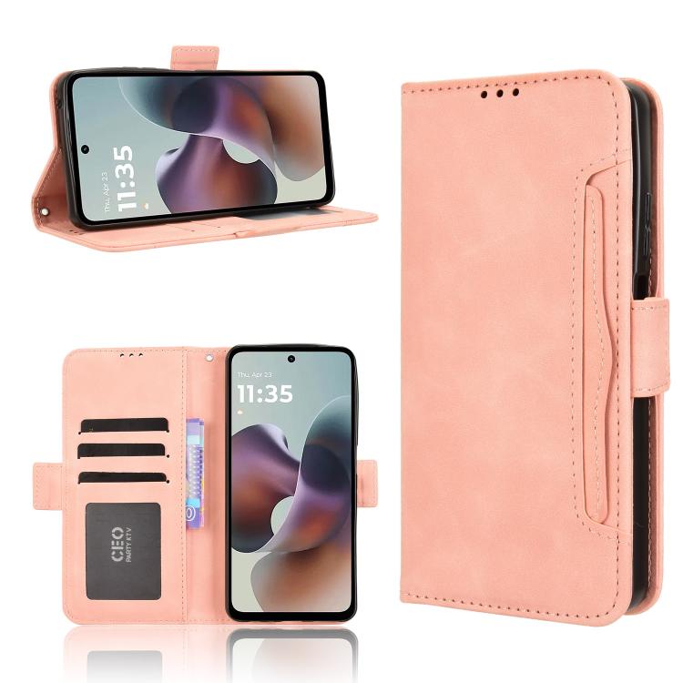 

For Motorola Moto G56 / G66j / G66y 5G Skin Feel Calf Texture Card Slots Leather Phone Case(Pink)
