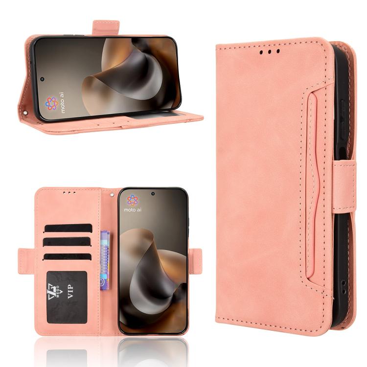 For Motorola Moto G Max / G87 / G67 / G77 5G Skin Feel Calf Texture Card Slots Leather Phone Case(Pink)