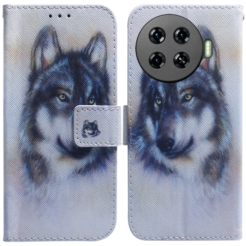 

For Tecno Spark 20 Pro+ 4G Coloured Drawing Flip Leather Phone Case(White Wolf)