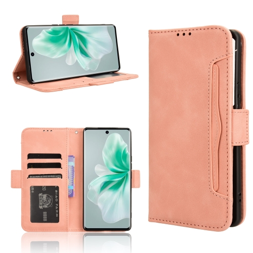 

For vivo S18 5G / S18 Pro 5G Skin Feel Calf Texture Card Slots Leather Phone Case(Pink)