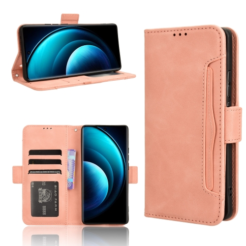 

For vivo X100 5G Skin Feel Calf Texture Card Slots Leather Phone Case(Pink)