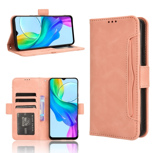 

For vivo Y03 4G Skin Feel Calf Texture Card Slots Leather Phone Case(Pink)