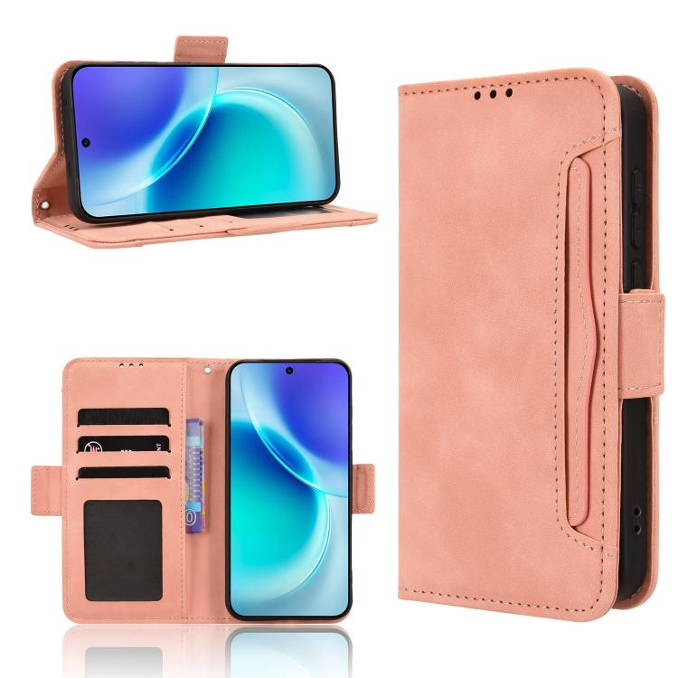

For vivo X300 Skin Feel Calf Texture Card Slots Leather Phone Case(Pink)
