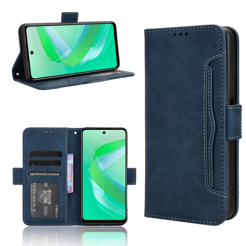 

For Infinix Smart 8 Skin Feel Calf Texture Card Slots Leather Phone Case(Blue)