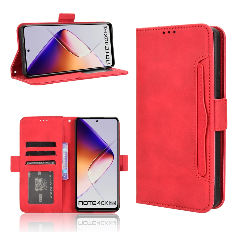 

For Infinix Note 40X 5G Skin Feel Calf Texture Card Slots Leather Phone Case(Red)