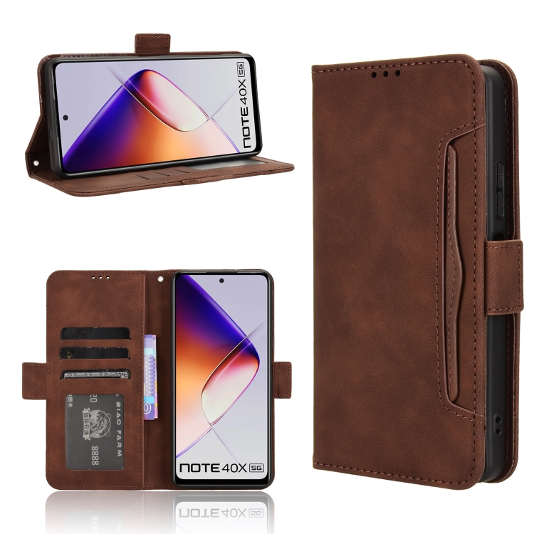 

For Infinix Note 40X 5G Skin Feel Calf Texture Card Slots Leather Phone Case(Brown)