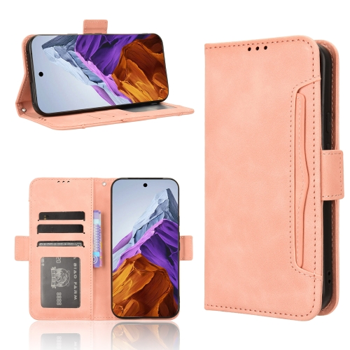 

For Google Pixel 9 Pro Skin Feel Calf Texture Card Slots Leather Phone Case(Pink)