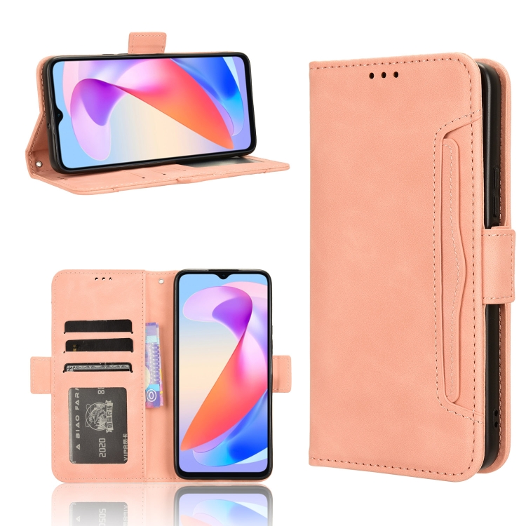 

For Honor X6a 4G Skin Feel Calf Texture Card Slots Leather Phone Case(Pink)