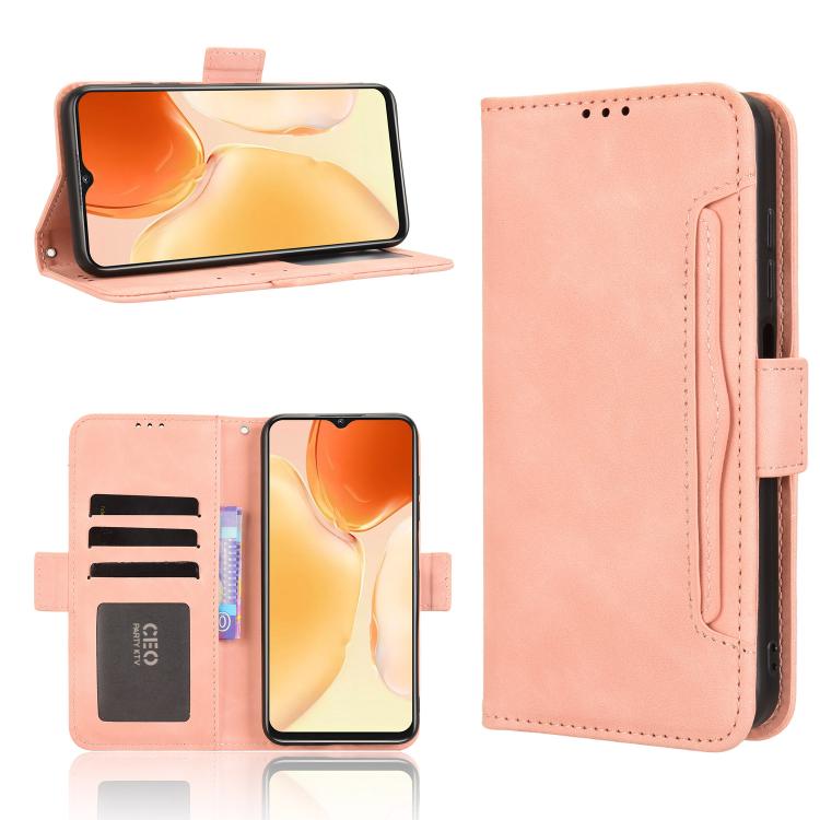 

For Oukitel C1 / C1 Pro Skin Feel Calf Texture Card Slots Leather Phone Case(Pink)