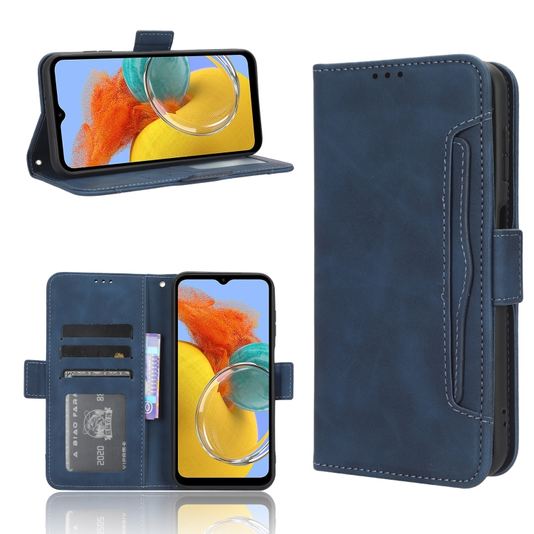 

For Samsung Galaxy M34 5G Skin Feel Calf Texture Card Slots Leather Phone Case(Blue)
