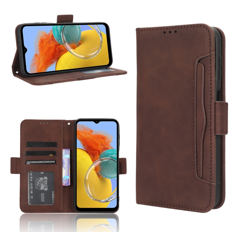 

For Samsung Galaxy M34 5G Skin Feel Calf Texture Card Slots Leather Phone Case(Brown)