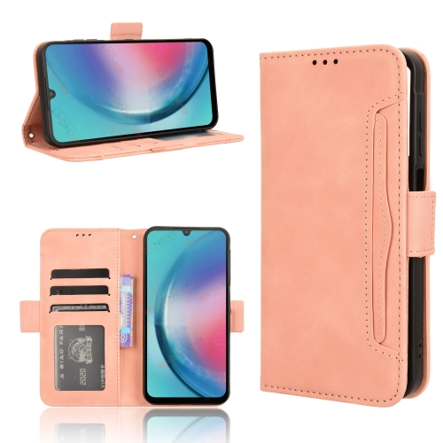 

For Samsung Galaxy A25 5G Global Skin Feel Calf Texture Card Slots Leather Phone Case(Pink)