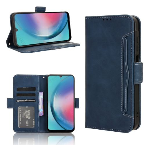 

For Samsung Galaxy A25 5G Global Skin Feel Calf Texture Card Slots Leather Phone Case(Blue)