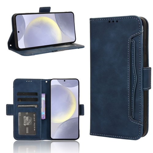 

For Samsung Galaxy S24+ 5G Skin Feel Calf Texture Card Slots Leather Phone Case(Blue)